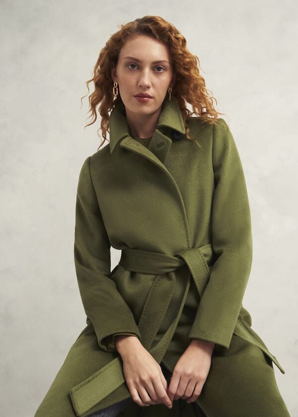 Hobbs Petite Livia Wool Coat Kelp Green