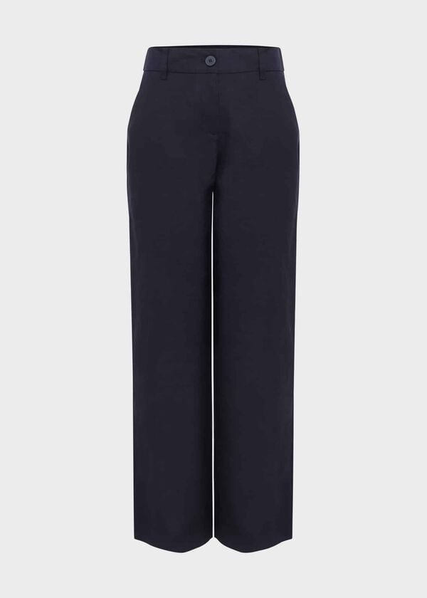 Hobbs Petite Lynn Linen Trousers Navy