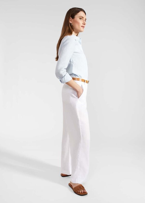Hobbs Petite Lynn Linen Trousers White