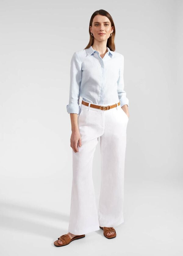 hobbs Petite Lynn Linen Trousers White