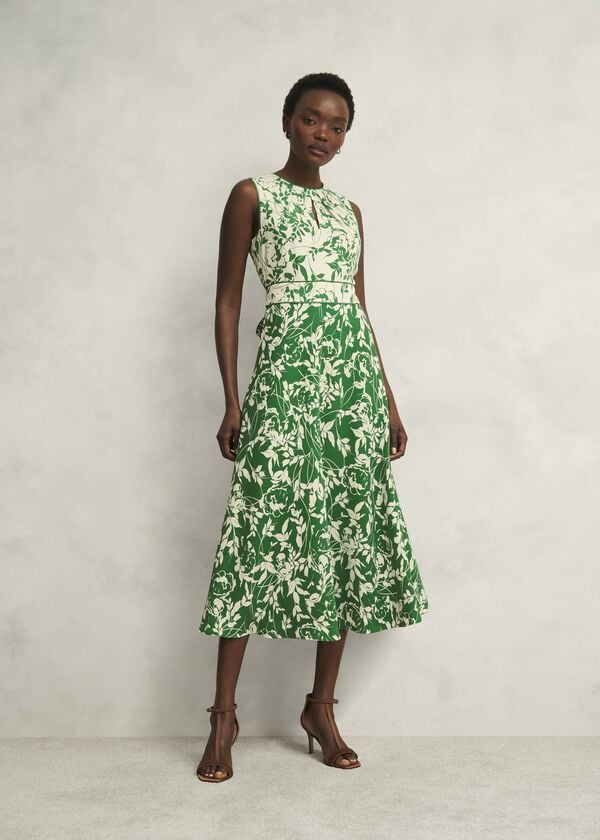 hobbs Petite Maddie Dress Green Cream