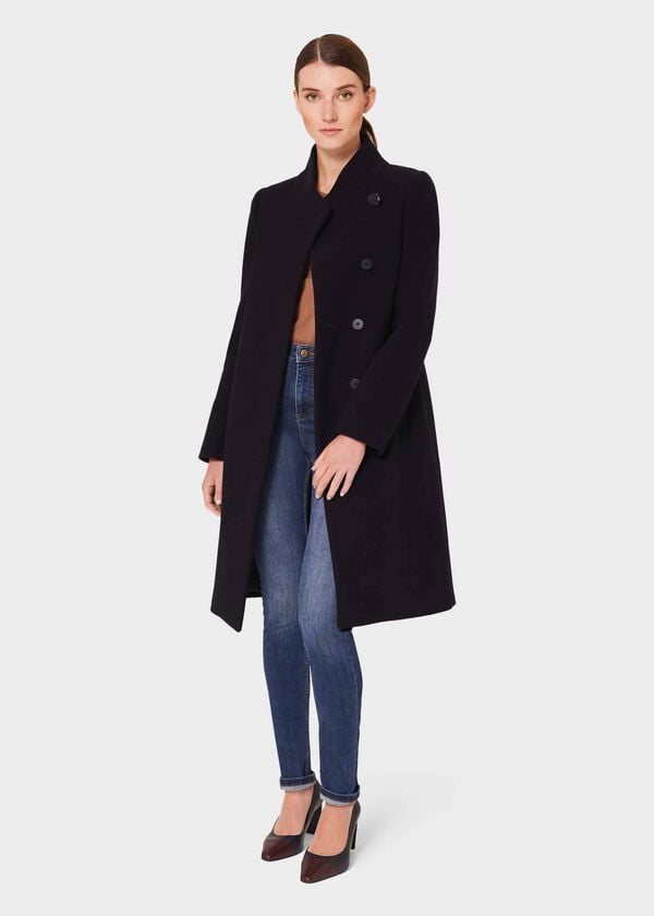 hobbs Petite Maisie Wool Blend Coat Navy