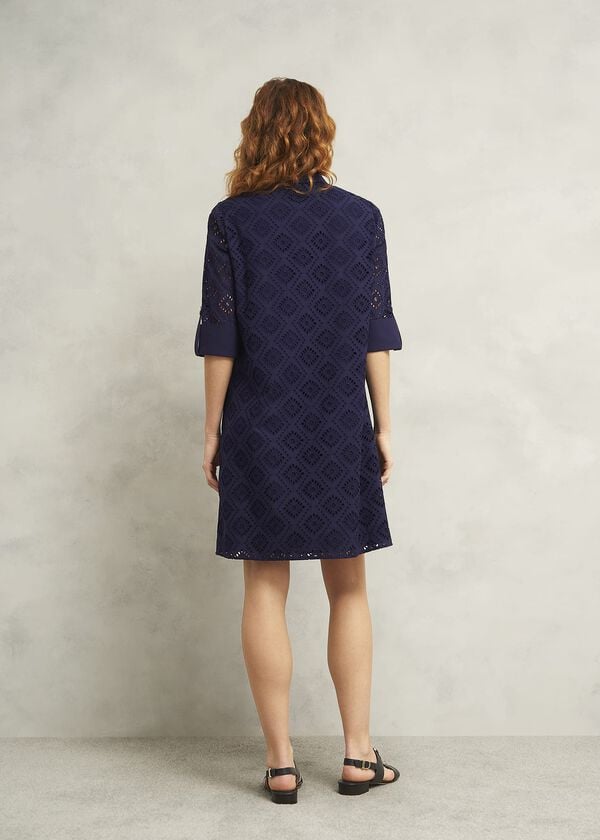 Hobbs Petite Marcia Broderie Dress True Navy