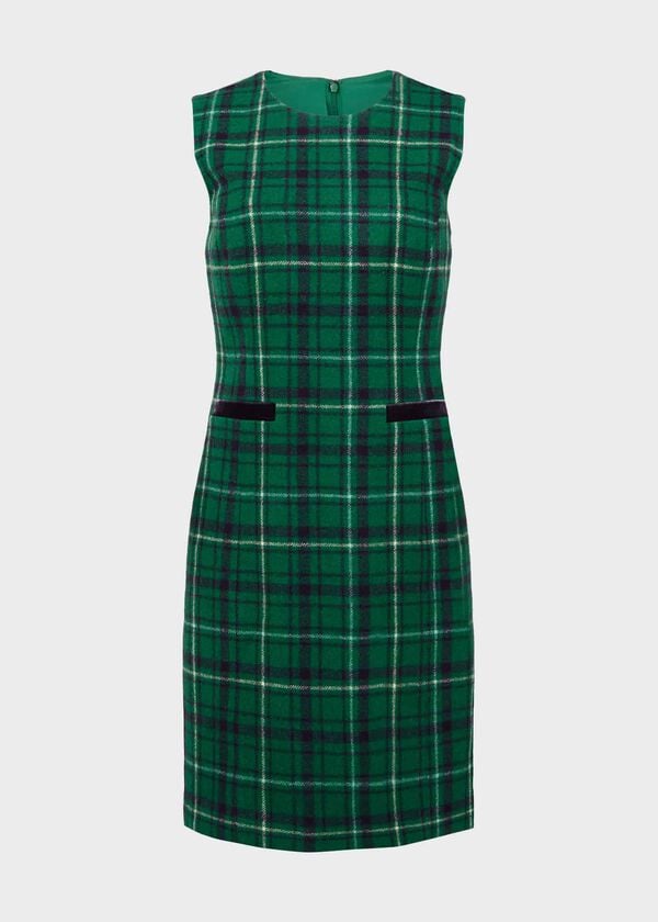 Hobbs Petite Margot Wool Dress Green Multi