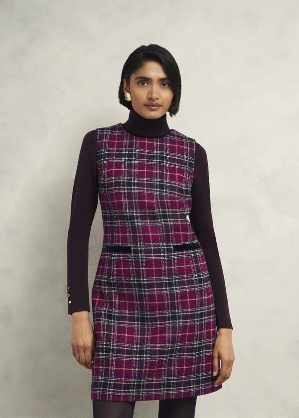 hobbs Petite Margot Wool Dress Pink Multi