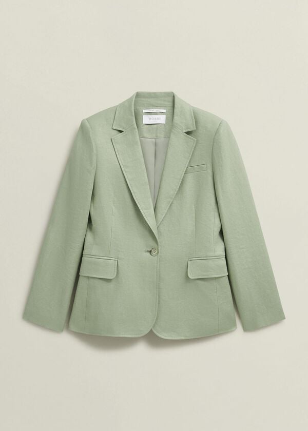 Hobbs Petite Marietta Linen Jacket Sage Green
