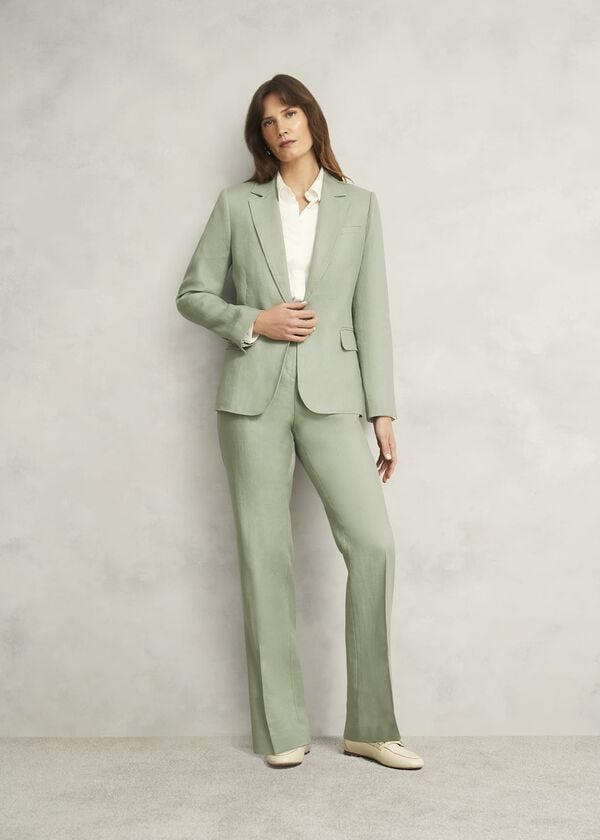 Hobbs Petite Marietta Linen Jacket Sage Green