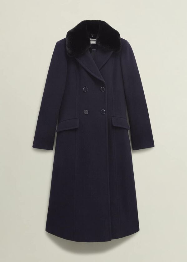 Hobbs Petite Marlene Wool Blend Coat Navy