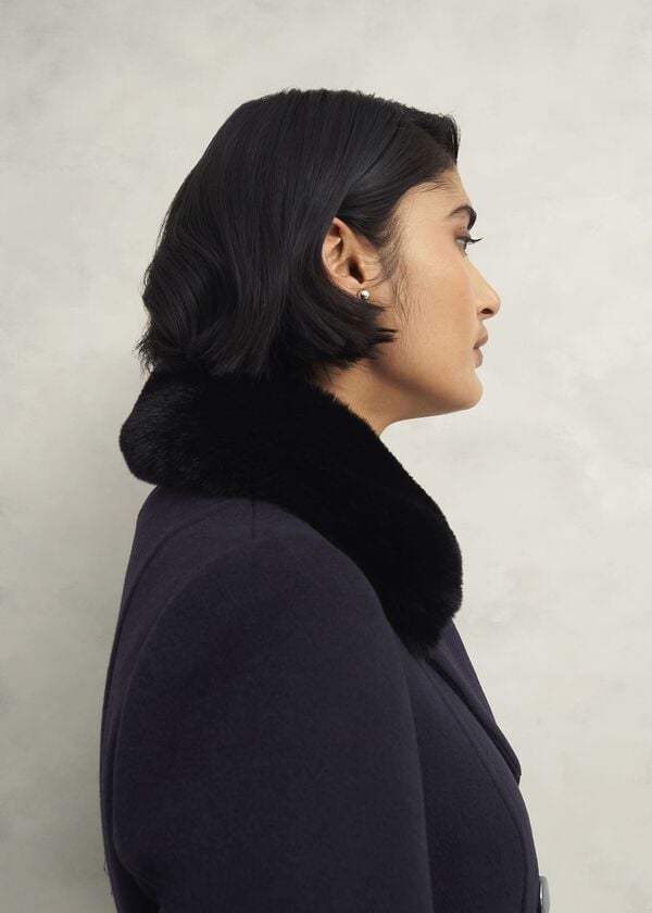 Hobbs Petite Marlene Wool Blend Coat Navy
