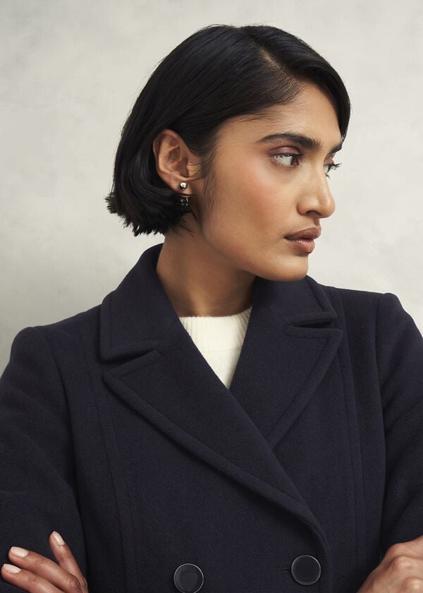 Hobbs Petite Marlene Wool Blend Coat Navy