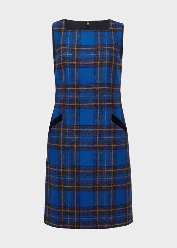 Hobbs Petite Maven Wool Dress Blue Multi