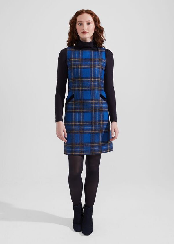 hobbs Petite Maven Wool Dress Blue Multi