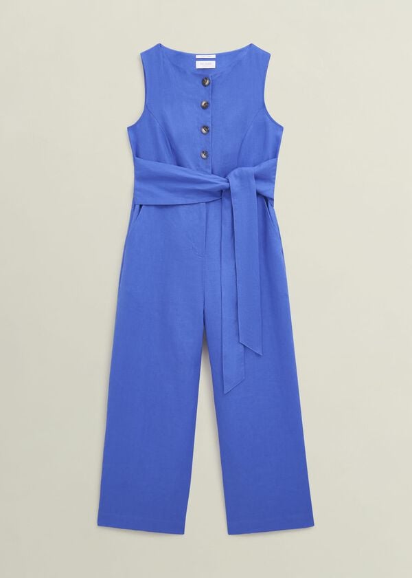 Hobbs Petite Melissa Linen Jumpsuit French Blue