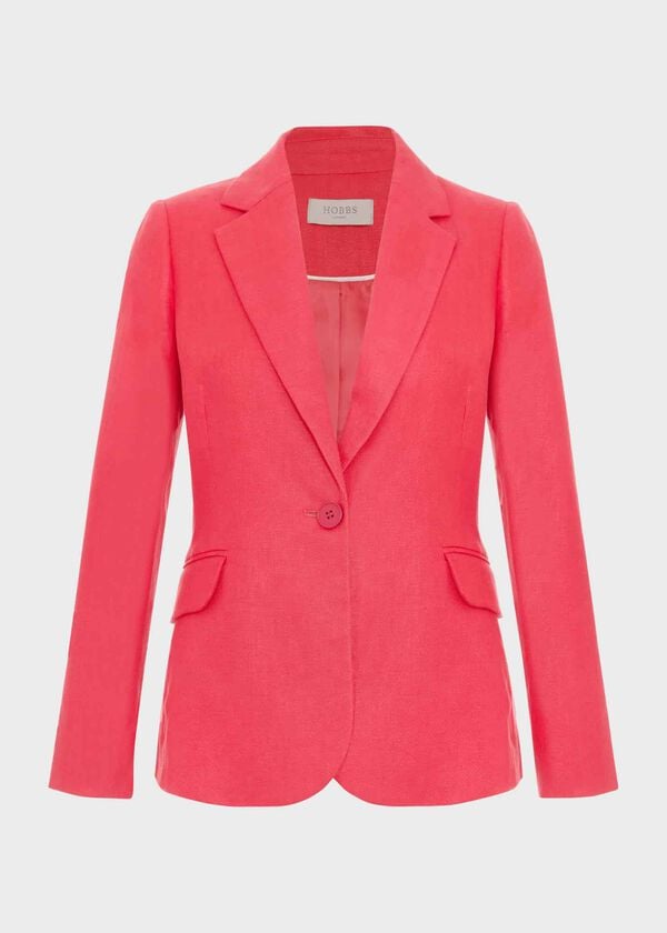 Hobbs Petite Mirabel Linen Jacket Raspberry Pink