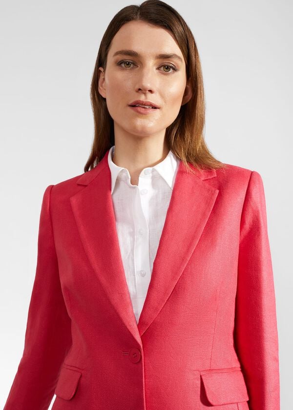 Hobbs Petite Mirabel Linen Jacket Raspberry Pink