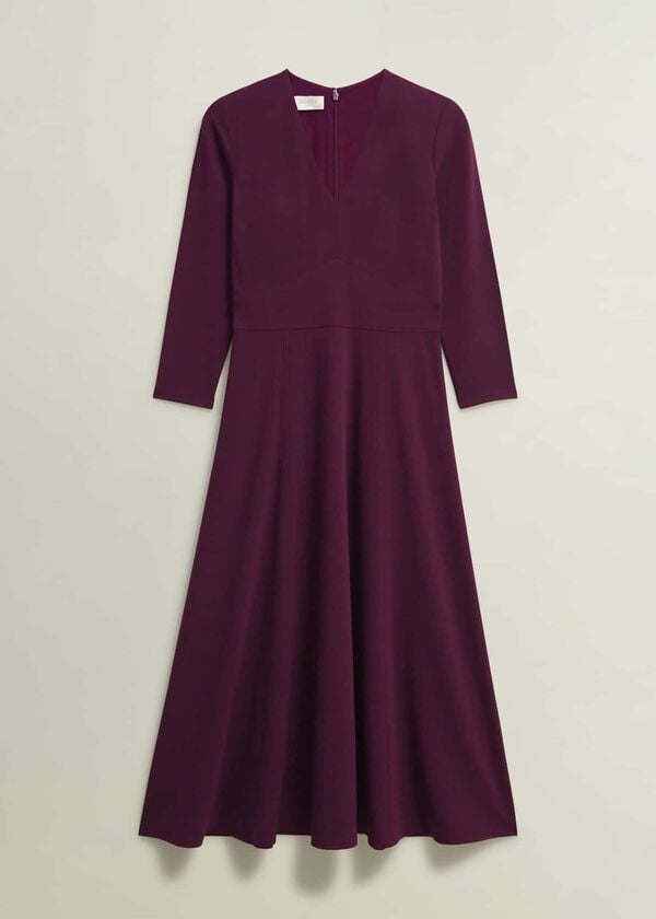 Hobbs Petite Mirabel Ponte Dress Warm Plum