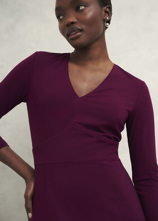 Hobbs Petite Mirabel Ponte Dress Warm Plum