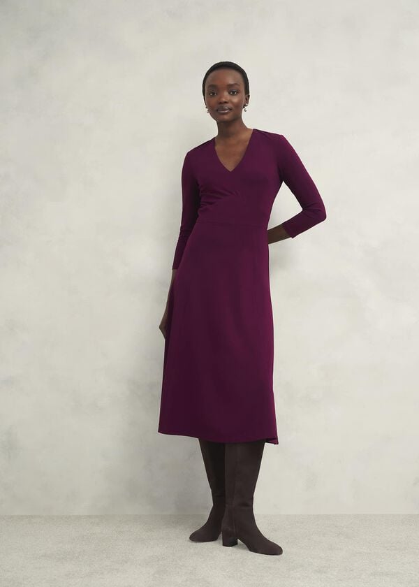 hobbs Petite Mirabel Ponte Dress Warm Plum