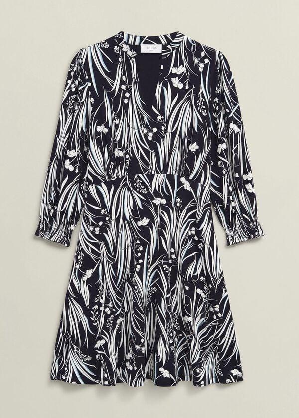 Hobbs Petite Mollie Jersey Dress Navy Ivory