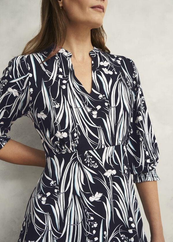 Hobbs Petite Mollie Jersey Dress Navy Ivory