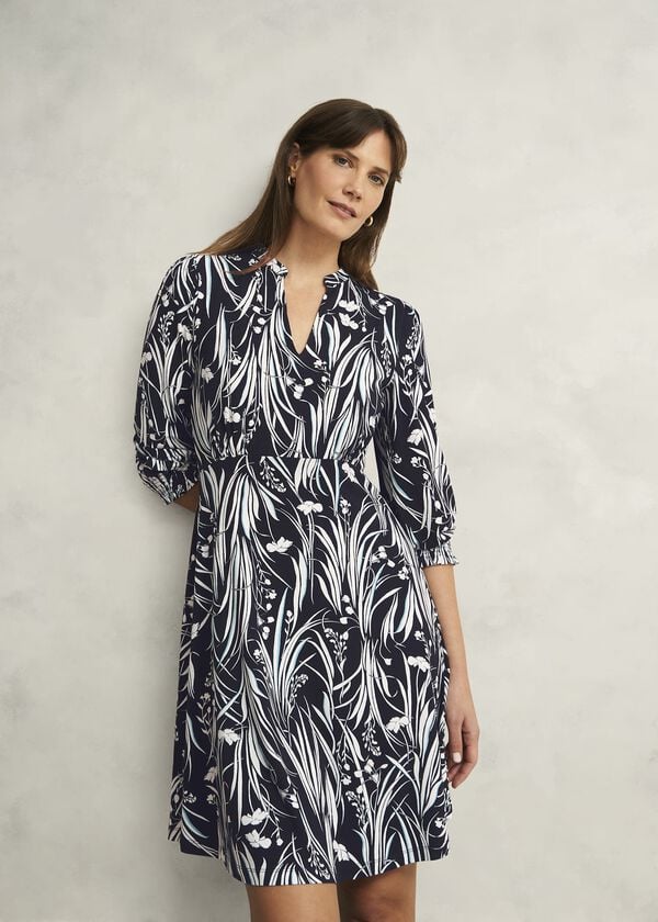 hobbs Petite Mollie Jersey Dress Navy Ivory