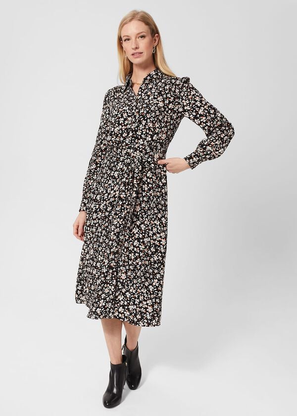 hobbs Petite Morgen Dress Black Multi