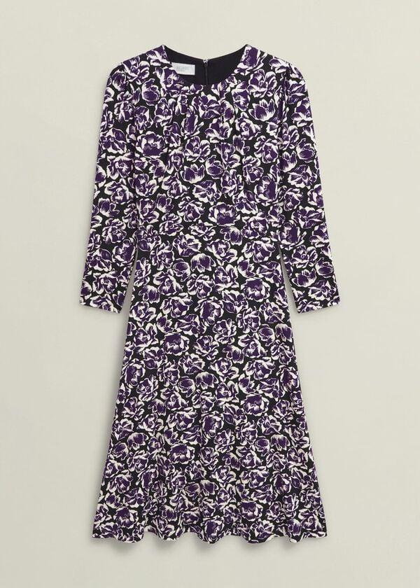 Hobbs Petite Paige Jersey Dress Purple Multi