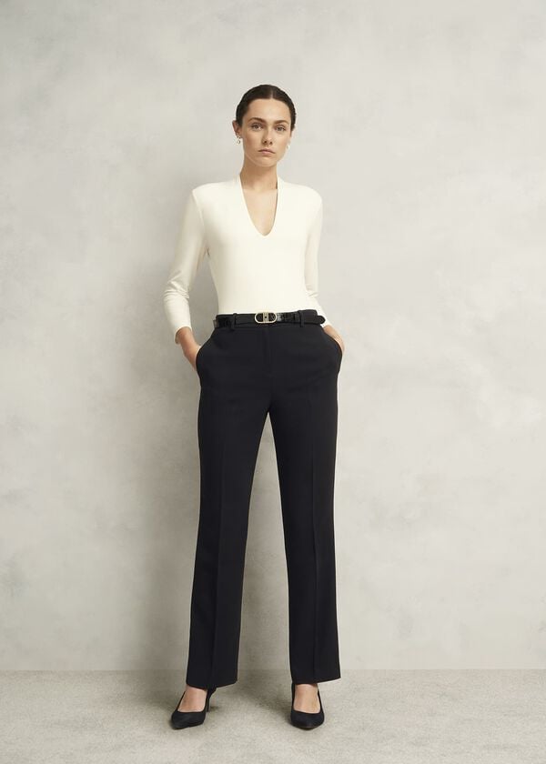 hobbs Petite Rae Straight Trousers Black