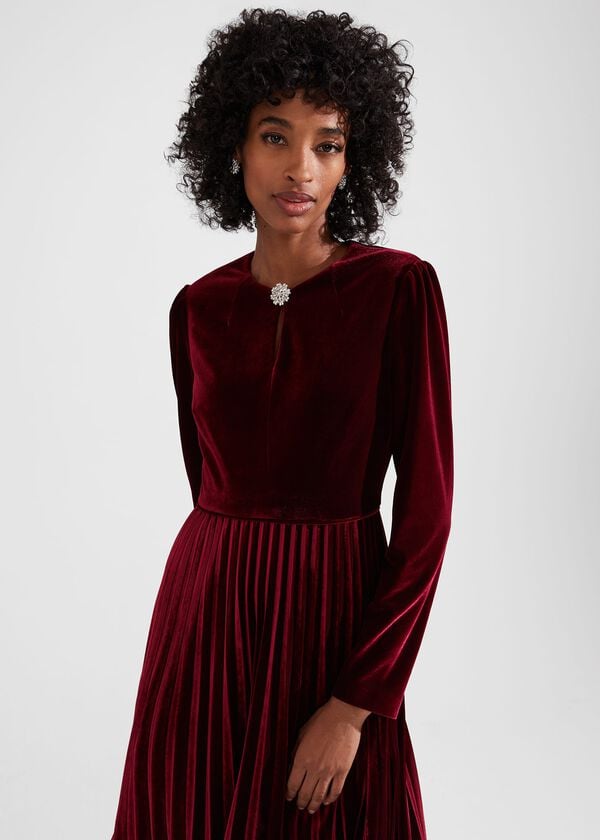 Hobbs Petite Rosalie Dress Deep Red