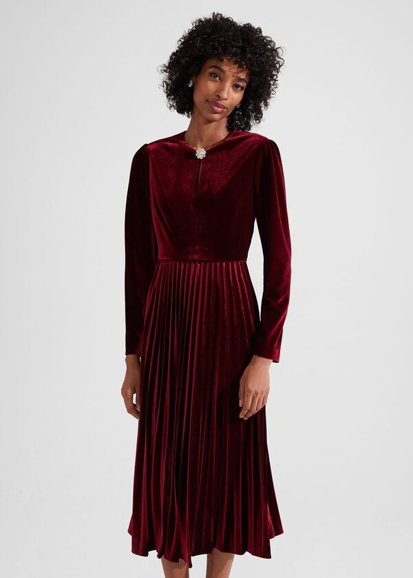 Hobbs Petite Rosalie Dress Deep Red