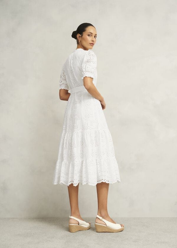 Hobbs Petite Rosanna Broderie Dress Hobbs White