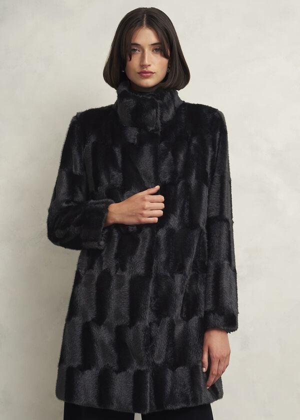 hobbs Petite Rosanne Faux Fur Coat Black