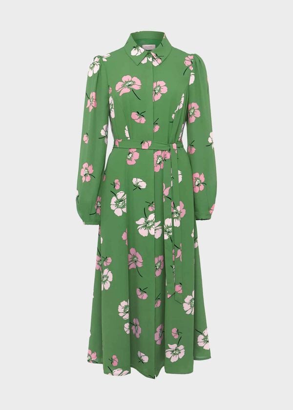Hobbs Petite Savannah Dress Green Multi