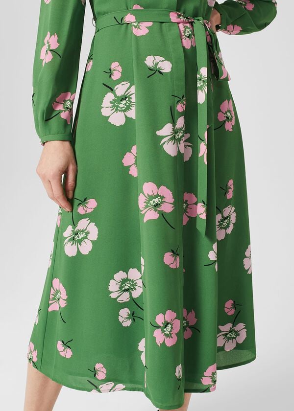 Hobbs Petite Savannah Dress Green Multi