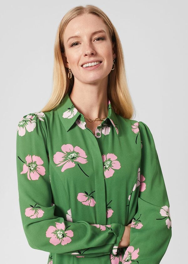 Hobbs Petite Savannah Dress Green Multi