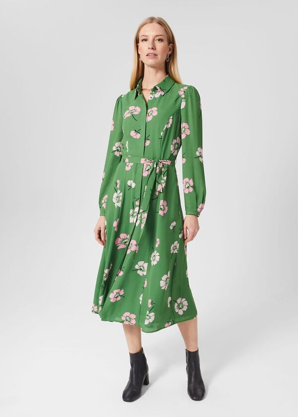 hobbs Petite Savannah Dress Green Multi