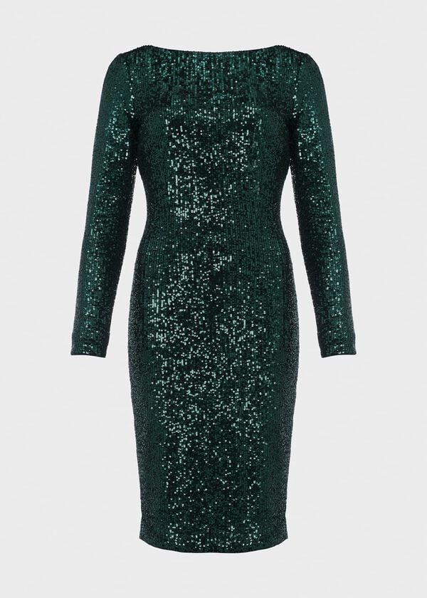 Hobbs Petite Sawyer Sequin Dress Evergreen