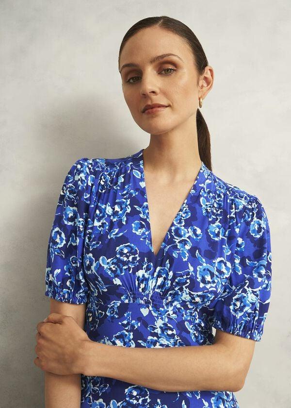 Hobbs Petite Sidonie Dress Blue Multi