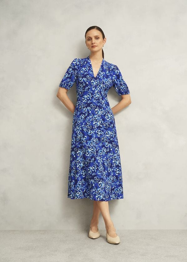hobbs Petite Sidonie Dress Blue Multi