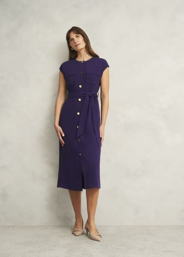 hobbs Petite Tania Dress Grape Purple