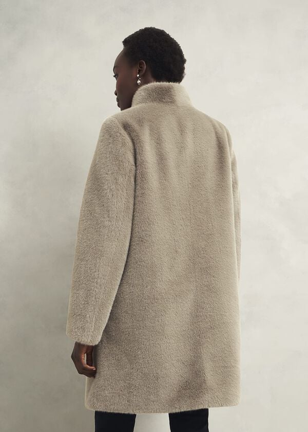 Hobbs Petite Tarini Faux Fur Coat Mink