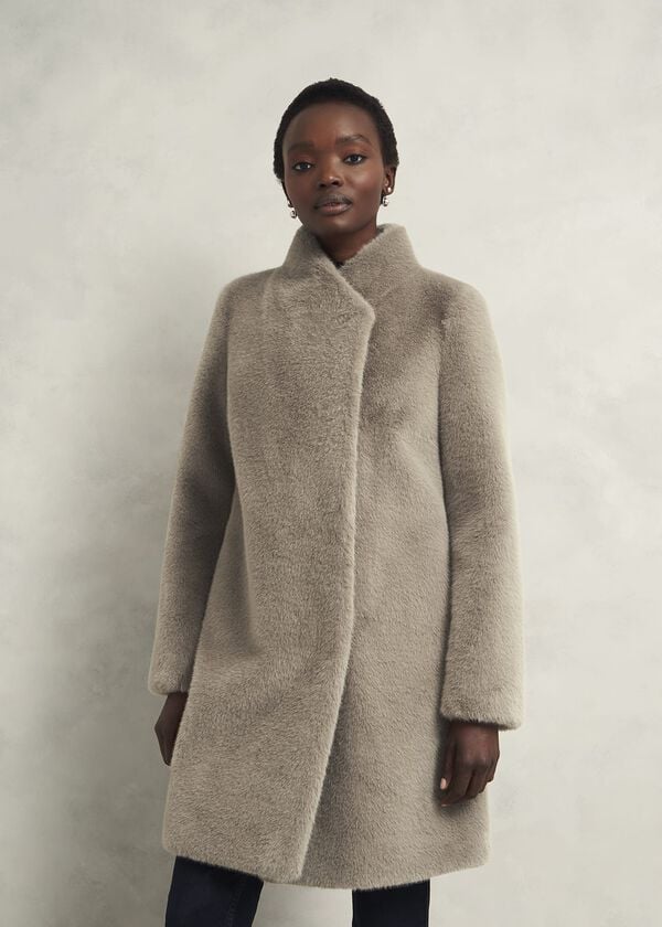 hobbs Petite Tarini Faux Fur Coat Mink