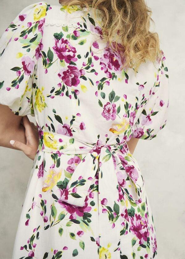 Hobbs Petite Taylor Linen Dress Ivory Multi
