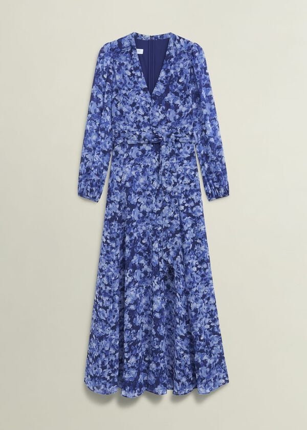 Hobbs Petite Thea Dress Blue Multi