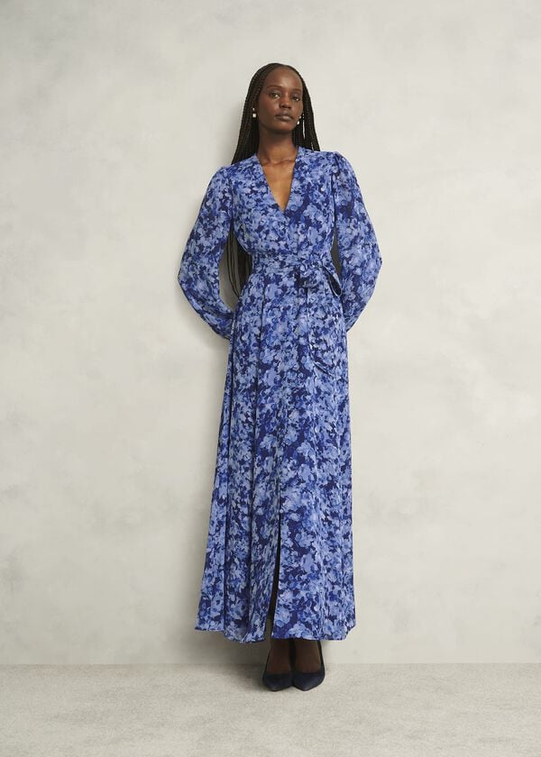 hobbs Petite Thea Dress Blue Multi