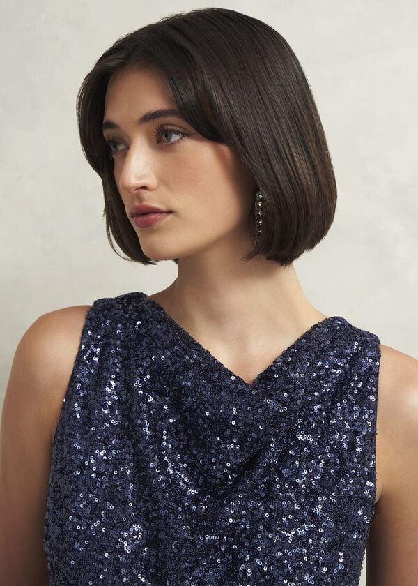 Hobbs Petite Zuri Sequin Jumpsuit Midnight Navy