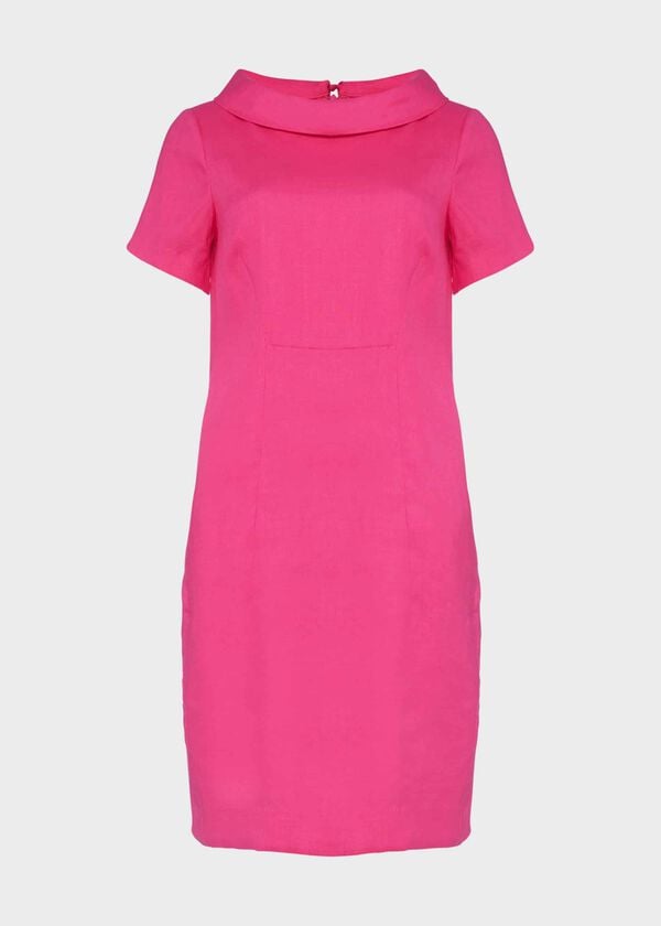 Hobbs Petra Linen Dress Pink
