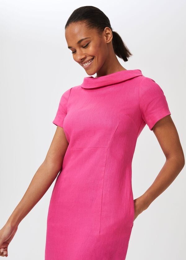Hobbs Petra Linen Dress Pink