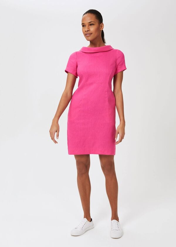 hobbs Petra Linen Dress Pink