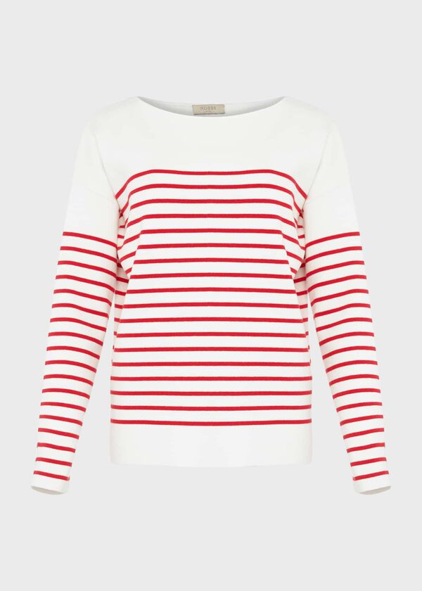 Hobbs Petra Striped Jumper Ivory Red